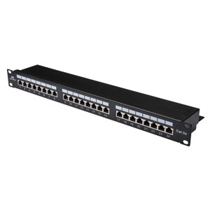 Патч-панель 19" 1U, порты: 24 x RJ-45 кат. 5e, экранированная, органайзер, черный, Datarex (DR-4101)