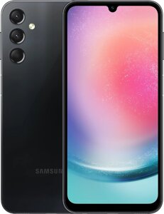 Смартфон samsung galaxy A24, 6.5" 1080x2340 super amoled, mediatek helio G99, 4gb RAM, 128gb, 3G/4G, NFC, wi-fi, BT, 3xcam, 2-sim, 5000 мач, USB type-C, android 13, черный (SM-A245fzkumea)