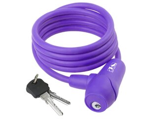 Велозамок M-wave ACME, комплект ключей, трос 8x1500 мм (фиолетовый)
