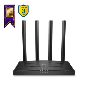 Wi-Fi роутер TP-Link Archer C6, 802.11a/b/g/n/ac, 2.4 / 5 ГГц, до 1.17 Гбит/с, LAN 4x1 Гбит/с, WAN 1x1 Гбит/с, внешних антенн: 4, внутренних антенн: 1 (Archer C6)