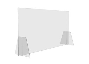 Защитный экран для рабочего места_BSL, две опоры, акриловое стекло, 100x75 см, 4 мм