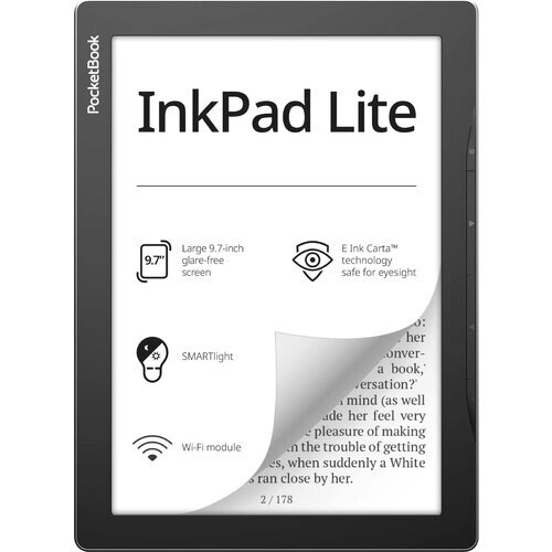 9.7" Электронная книга PocketBook InkPad Lite 1200x825, E-Ink, 8 ГБ, черный/серый