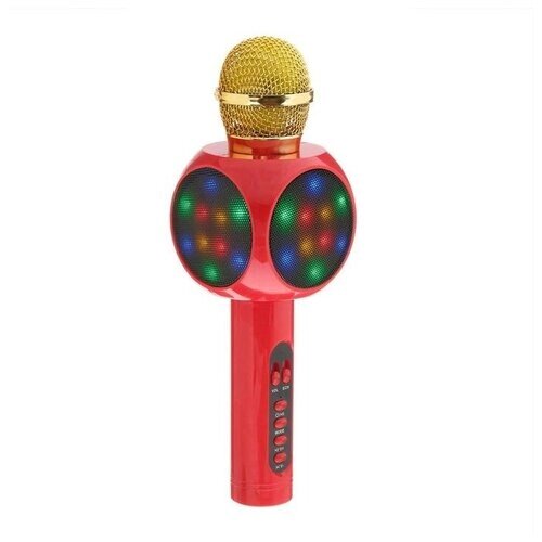 Колонка-микрофон для караоке WS-1816ch, 2х3 Вт, 1800 мАч, подсветка, красный (5752227)