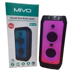 Напольная светящаяся беспроводная колонка Mivo MD-651 с караоке/900Вт/FM/Bluetooth/USB/SD/AUX/встроенный аккумулятор