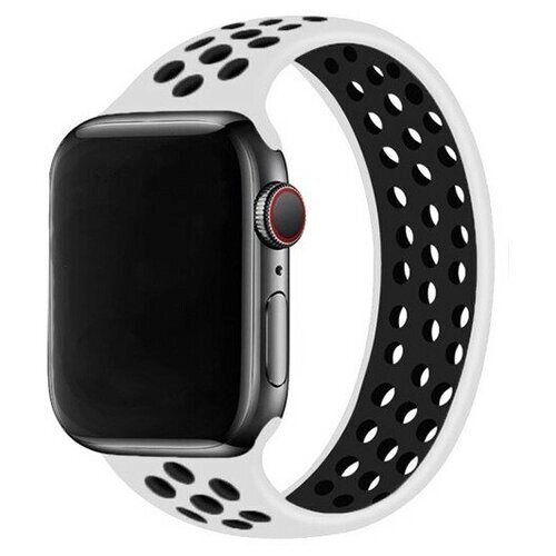 Ремешок-браслет силиконовый перфорированный Solo Loop для Apple Watch 42/44/45/49 мм, L (155мм), белый+черный (10)