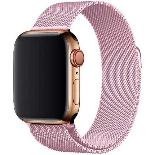Ремешок для смарт-часов Apple Watch Series 1 2 3 4 SE 5 6 7 8 / ultra миланская петля / металический сетчатый браслет 42/44/45/49/49 мм, розовый
