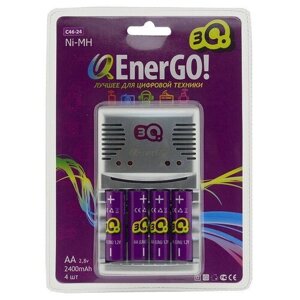 Зарядное устройство 3Q-EnerGO! C46-24 для аккумуляторов AA, AAA, Крона + 4 AA (2400mAh)