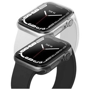 Чехол Uniq Glase для Apple Watch 7 (41 mm), прозрачный +серый (2шт)