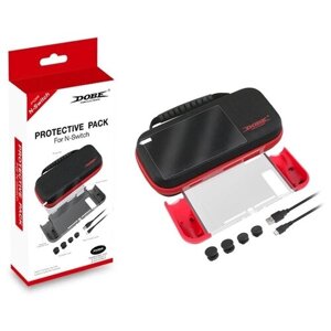 Dobe Комплект аксессуаров Game Pack для консоли Nintendo Switch (TNS-18110), черный/красный, 1 шт.