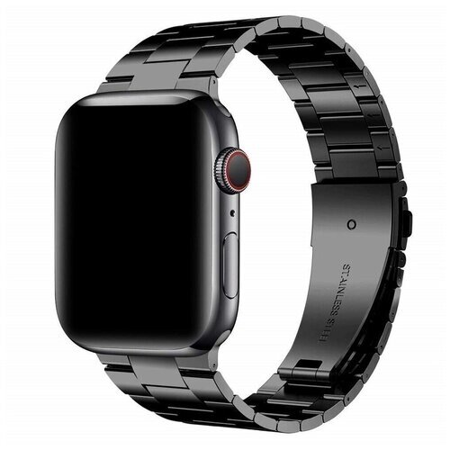 Металлический блочный (стальной) ремешок для смарт часов Apple Watch (series 1-6) 38/40 mm, Чёрный