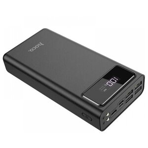 Портативный аккумулятор Hoco Внешний аккумулятор Hoco J65 General, 30000 mAh, Output 4 USB ALL10W, LED + Фонарь, Белый, черный, упаковка: коробка
