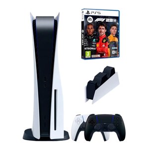 PS5 (ПС5) Игровая приставка Sony PlayStation 5 ( 3-я ревизия) + 2-й геймпад (черный) + зарядное + F1 23( Формула 1)