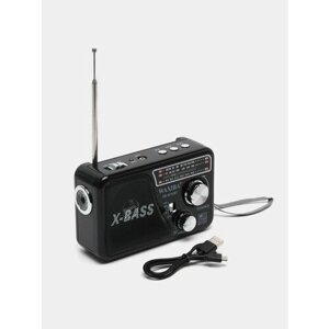 Радиоприемник цифровой с фонарем и mp3-плеером Waxiba XB-521URT USB/MP3, черный