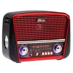 Радиоприемник Ritmix RPR-050 RED, функция MP3-плеера, фонарь, красный