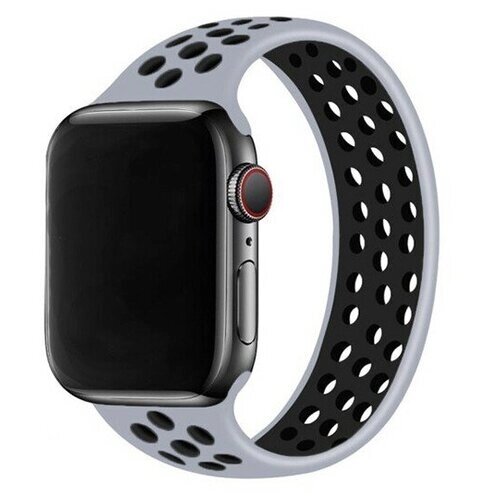 Ремешок-браслет силиконовый перфорированный Solo Loop для Apple Watch 42/44/45/49 мм, S (135мм), серый+черный (1)