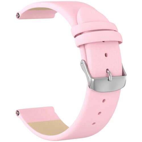 Ремешок кожаный GSMIN Esquire 22 для Samsung Galaxy Watch 3 45мм (Розовый)