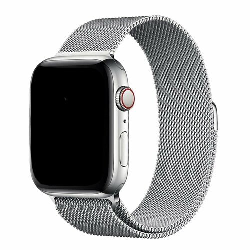 Ремешок миланская петля для Apple Watch 42-44-45 mm / Металлический браслет для смарт часов Эпл Вотч, серебристый