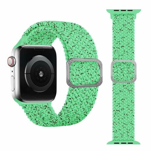 Ремешок плетеный нейлоновый для смарт-часов Apple Watch Series 1-9 и Ultra 42/44/45/49 мм, X9 Pro2 / X9+ Ultra2 / X8 Pro+42 зелено звездный