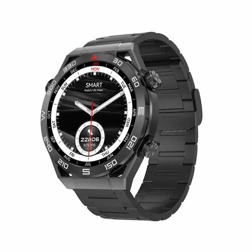 Смарт-часы умные наручные SMART PRESENT DT Ultra Mate мужские, круглые, с функцией телефона, водонепроницаемые, с металлическим ремешком, черные