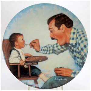 Декоративная тарелка "Любовь отца: Широко Откроем Рот"Фарфор, деколь. Edwin M. Knowles China Company, США, Бетси Брэдли, 1984