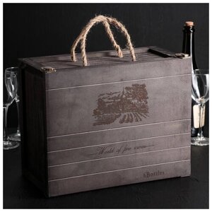 Доляна Ящик для хранения вина Доляна «Карибы», 34,52718,3 см, на 6 бутылок