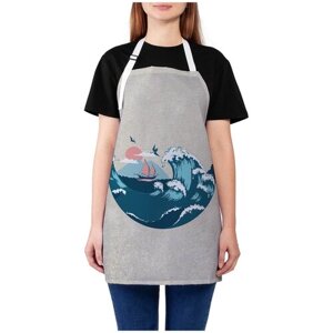 Фартук женский для готовки JoyArty "Морской сюжет в полукруге", универсальный размер
