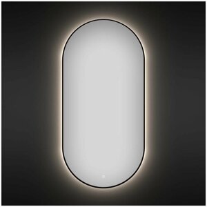 Настенное зеркало в ванную с подсветкой Wellsee 7 Rays' Spectrum 172201520 : влагостойкое овальное зеркало 50х90 см с черным матовым контуром
