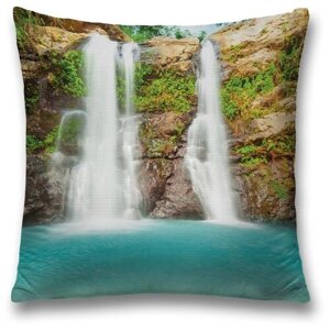 Наволочка декоративная на молнии, чехол на подушку JoyArty "Двойной водопад" 45х45 см