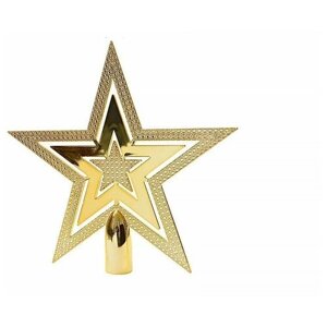 Верхушка елочная из пластика сверкающая звезда, золотая, пластик, 20 см, Kaemingk 029996