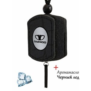Ароматизатор для авто Daewoo - подвеска из кожи "черный крокодил"аромат №72 Черный лед
