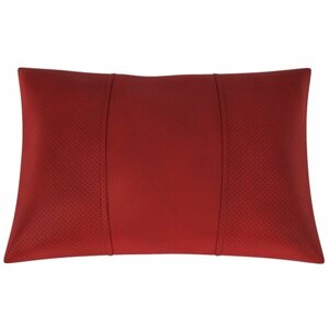Автомобильная подушка для Nissan Patrol 6 Y62. Экокожа. Середина: красная гладкая экокожа. Боковины: красная экокожа с перфорацией. 1 шт.