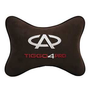 Автомобильная подушка на подголовник алькантара Coffee CHERY Tiggo 4 pro