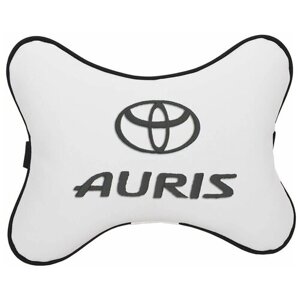 Автомобильная подушка на подголовник экокожа Milk с логотипом автомобиля TOYOTA AURIS