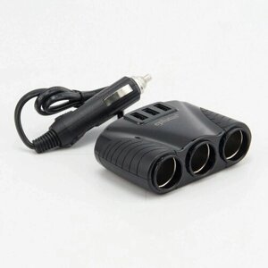 Автомобильный разветвитель прикуривателя FC-340 /3 гнезда + 3 USB / 120W