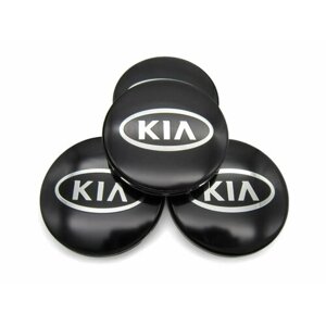 Колпачки заглушки на литые диски КиК Киа черный 62/55/10, комплект 4 шт.