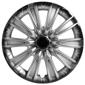 Колпак для колеса AIRLINE Торнадо+ R16 серебристо-черный карбон 2 шт