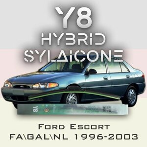 Комплект дворников 20"500 мм и 20"500 мм на Ford Escort FA/GAL/NL 1996-2003 Гибридных силиконовых щеток Y8 - Крючок (Hook / J-Hook)