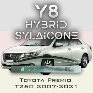 Комплект дворников 24"600 мм и 16"400 мм на Toyota Premio T260 2007-2021 Гибридных силиконовых щеток Y8 - Крючок (Hook / J-Hook)