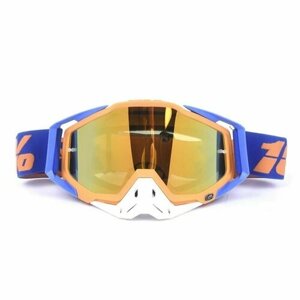 Маска очки для мотокросса, эндуро, питбайка 100%оранжевая/белая/синяя