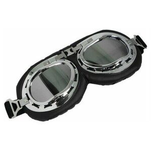 Очки для езды на мототехнике ретро, стекло хром, черные (1 шт.)