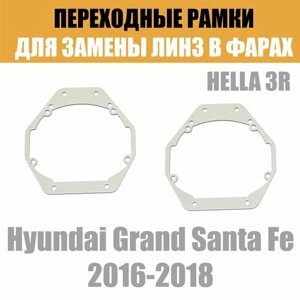Переходные рамки для линз №4 на Hyundai Grand Santa Fe 2016-2018 под модуль Hella 3R/Hella 3 (Комплект, 2шт)
