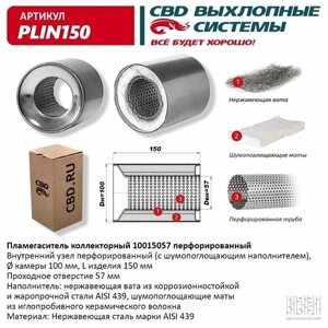 Пламегаситель коллекторный 10015057 перфорированный, из Нерж. стали. CBD. PLIN150