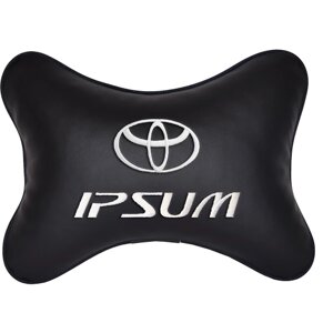 Подушка на подголовник экокожа Black с логотипом автомобиля TOYOTA Ipsum