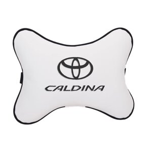 Подушка на подголовник экокожа Milk с логотипом автомобиля TOYOTA CALDINA