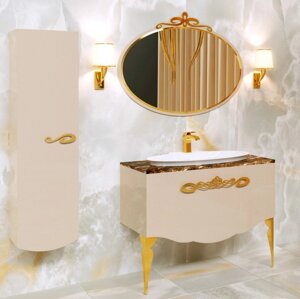 Мебель для ванной La Beaute Charante 100 бежевая со столешницей imperador dark, золото
