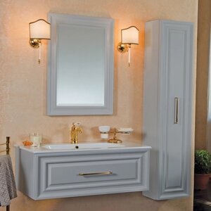 Мебель для ванной La Beaute Classic Cornelia 100 серый шелк матовый, фурнитура золото