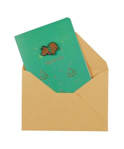 Открытка со значком Капибара Capy New Year (15х11) (конверт) (картон, металл)
