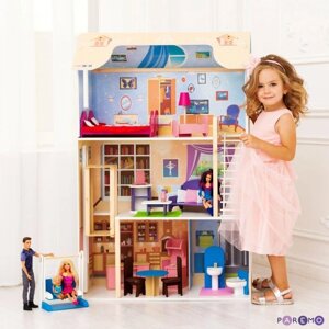 Paremo Деревянный кукольный домик Грация с мебелью и качелями (16 предметов)