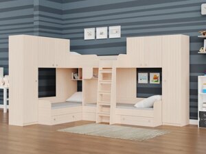 Подростковая кровать РВ-Мебель двухъярусная Трио 3 (дуб молочный)