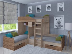 Подростковая кровать РВ-Мебель двухъярусная Трио (сонома)